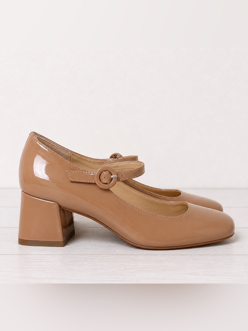 Mark Fisher Nessily Classic Mary Jane Block Heel Tan Patent Leather Pumps NWOB - Picture 10 of 12